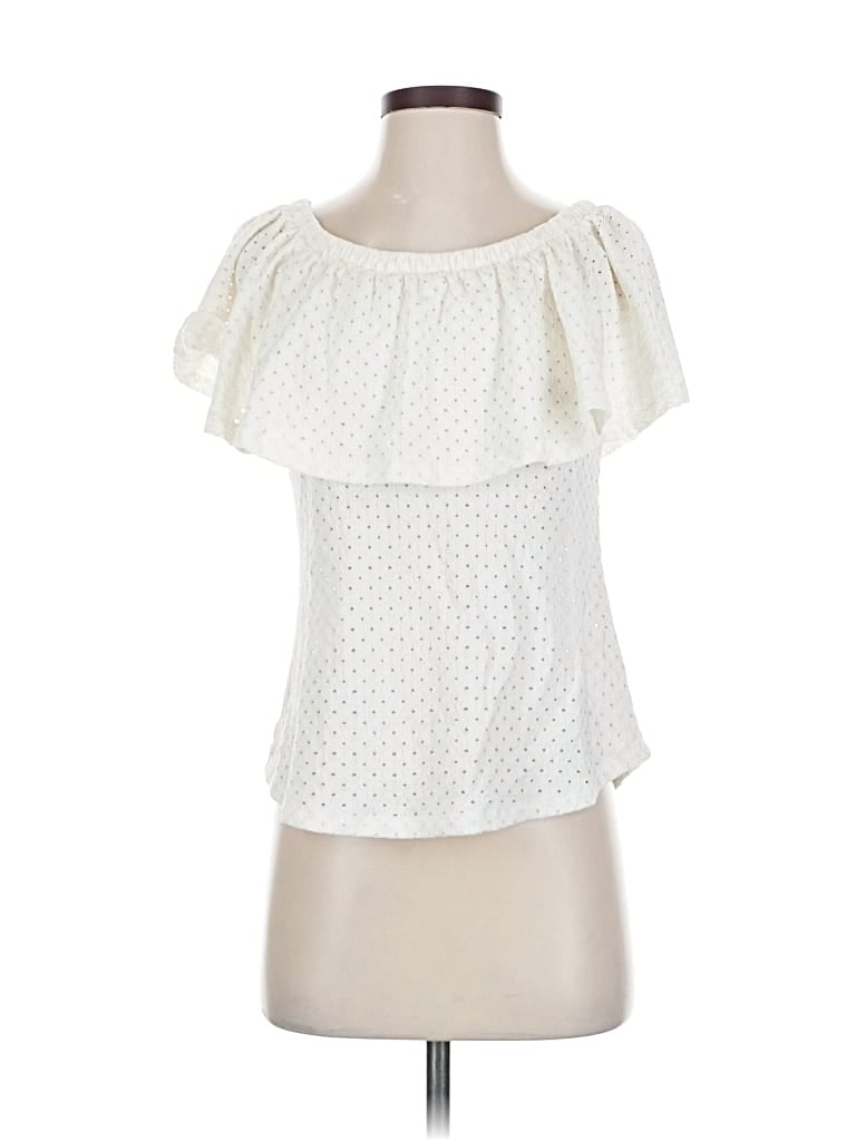 Pre-owned Donna Karan Short Sleeve Blouse In White