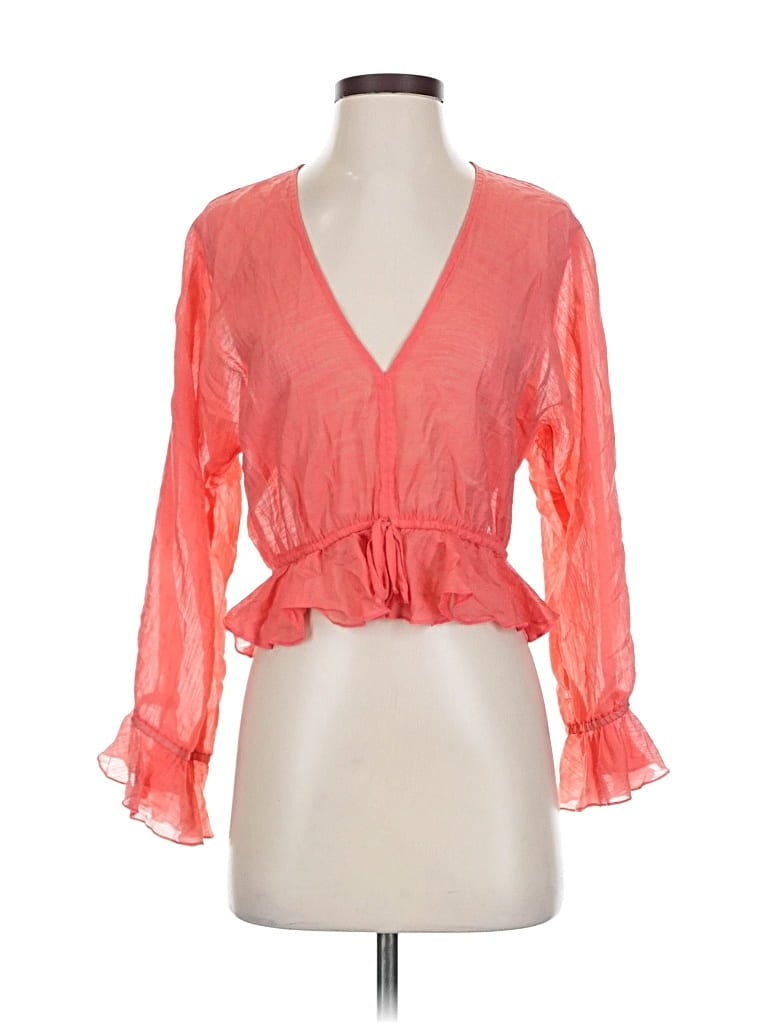 Pre-owned Blue Life 3/4 Sleeve Blouse In Orange