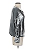prins Metallic Silver 3/4 Sleeve Blouse Size S - photo 4