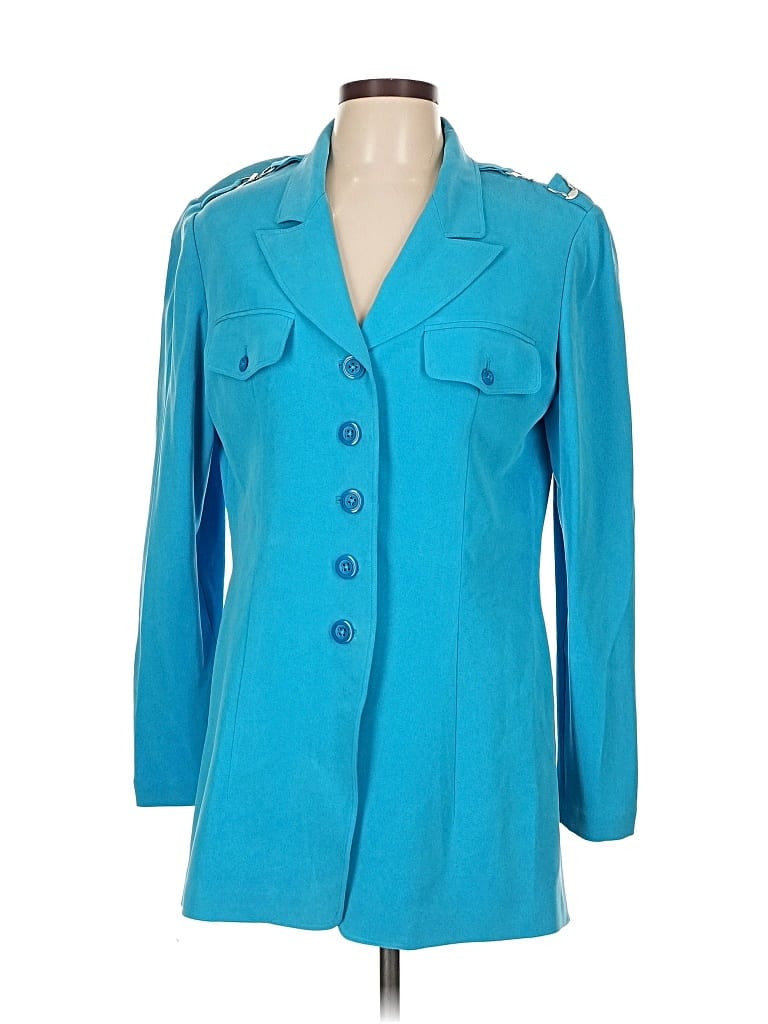 Pre-owned Dana Buchman Silk Blazer Jacket In Blue