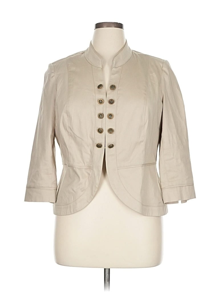 Pre-owned Dressbarn 3/4 Sleeve Button Down Shirt In Brown