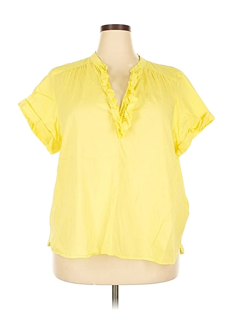 Pre-owned Lane Bryant Short Sleeve Blouse In Yellow