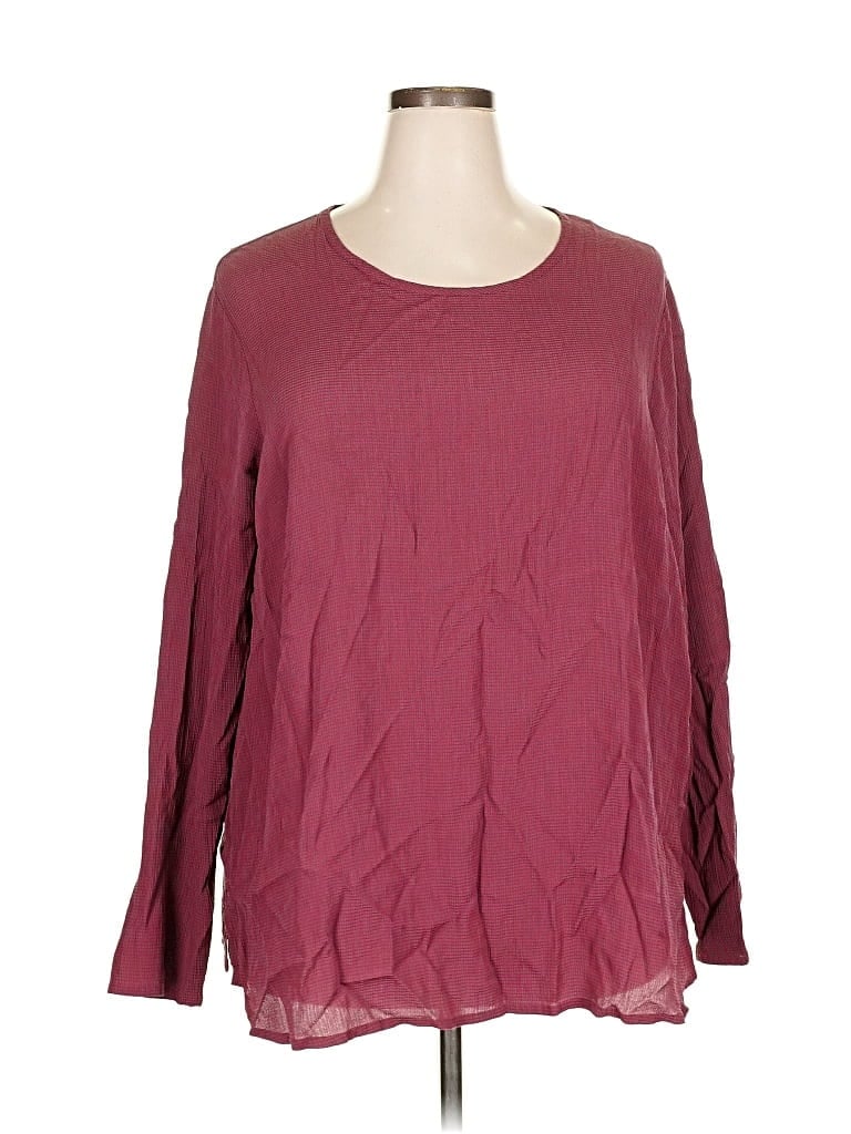 Pre-owned Flax Long Sleeve Blouse In Burgundy