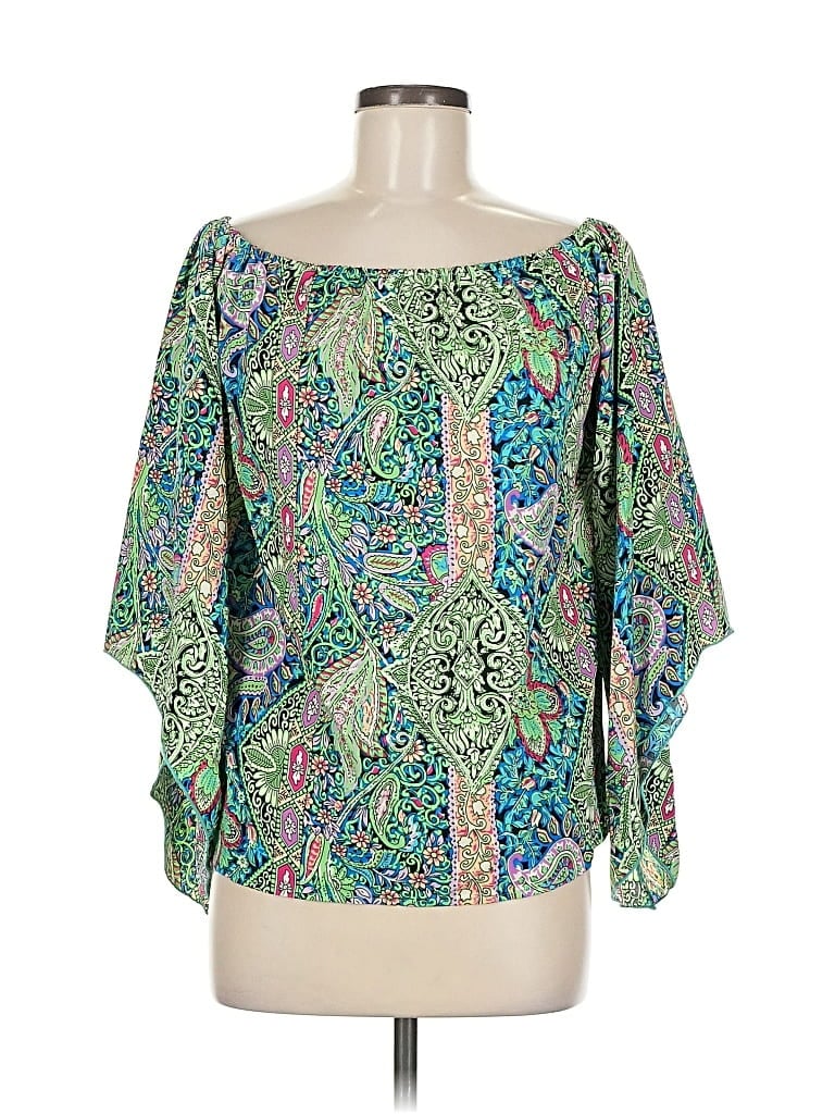 Pre-owned Unbranded 3/4 Sleeve Blouse In Green