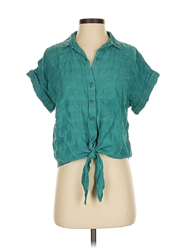 Cloth & Stone Short Sleeve Blouse In Green