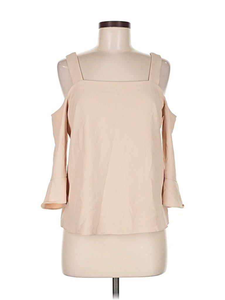 COOPER & ELLA Pre-owned 3/4 Sleeve Top Tan Cold Shoulder Neckline Tops In Brown