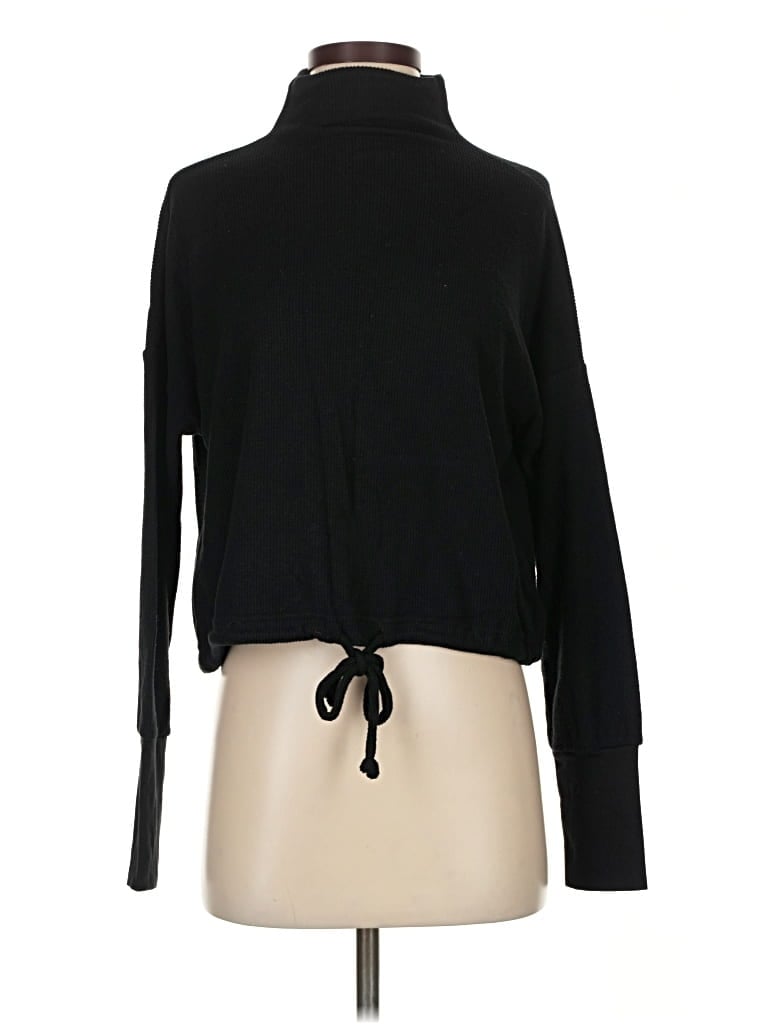 EXPRESS Pre-owned Thermal Top Black Tie Neck Tops