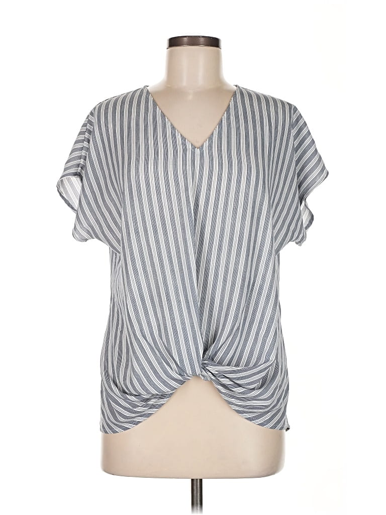 WEST KEI Pre-owned Short Sleeve Blouse In Gray