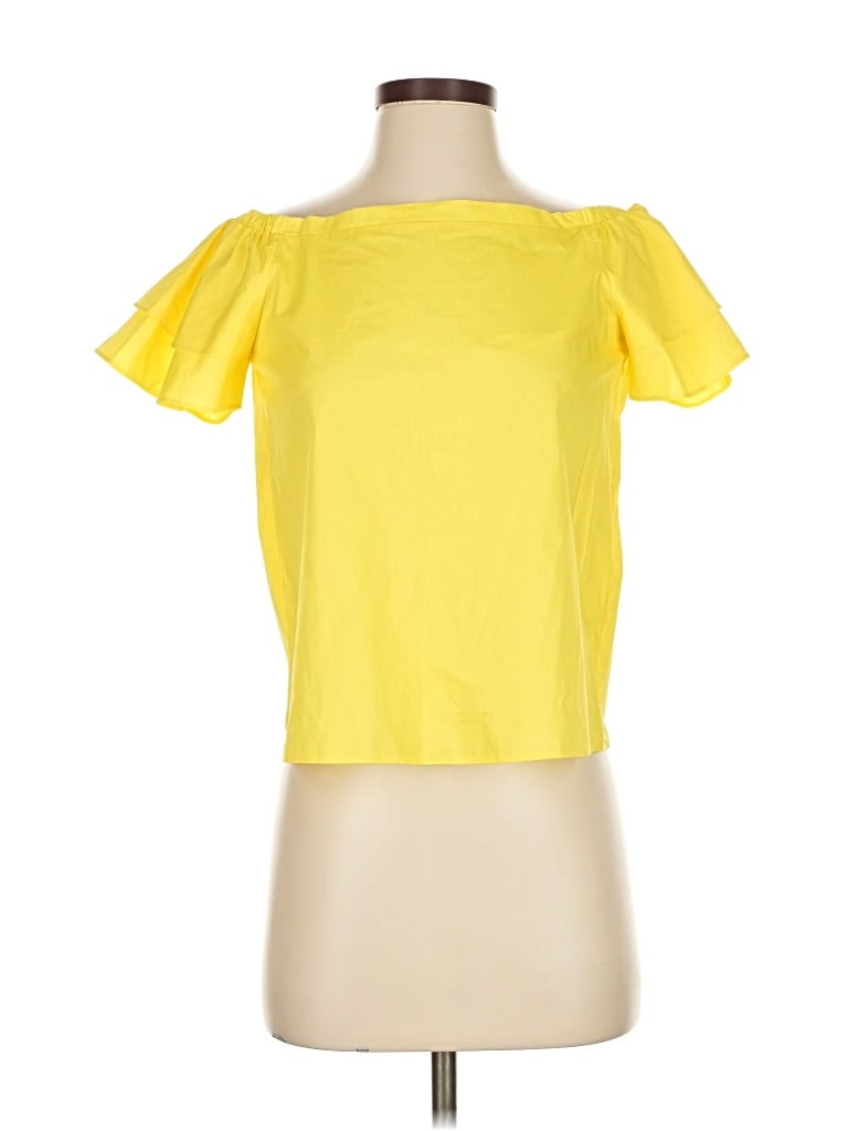GIANNI BINI Pre-owned Short Sleeve Top Yellow Off The Shoulder Neckline Tops