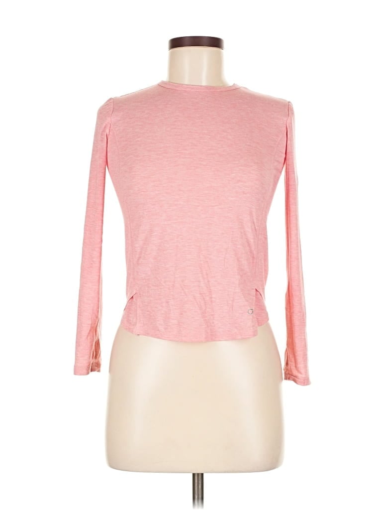 Pre-owned Gap Fit Long Sleeve Top Pink Boatneck Tops