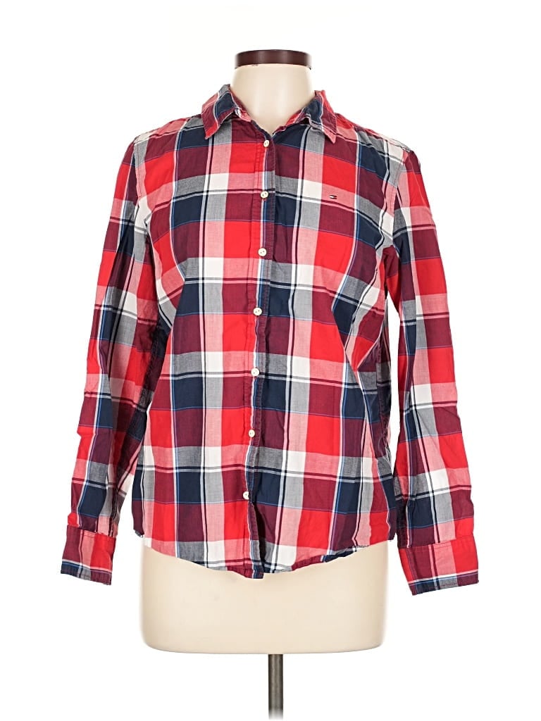 Pre-owned Tommy Hilfiger Long Sleeve Button Down Shirt In Red