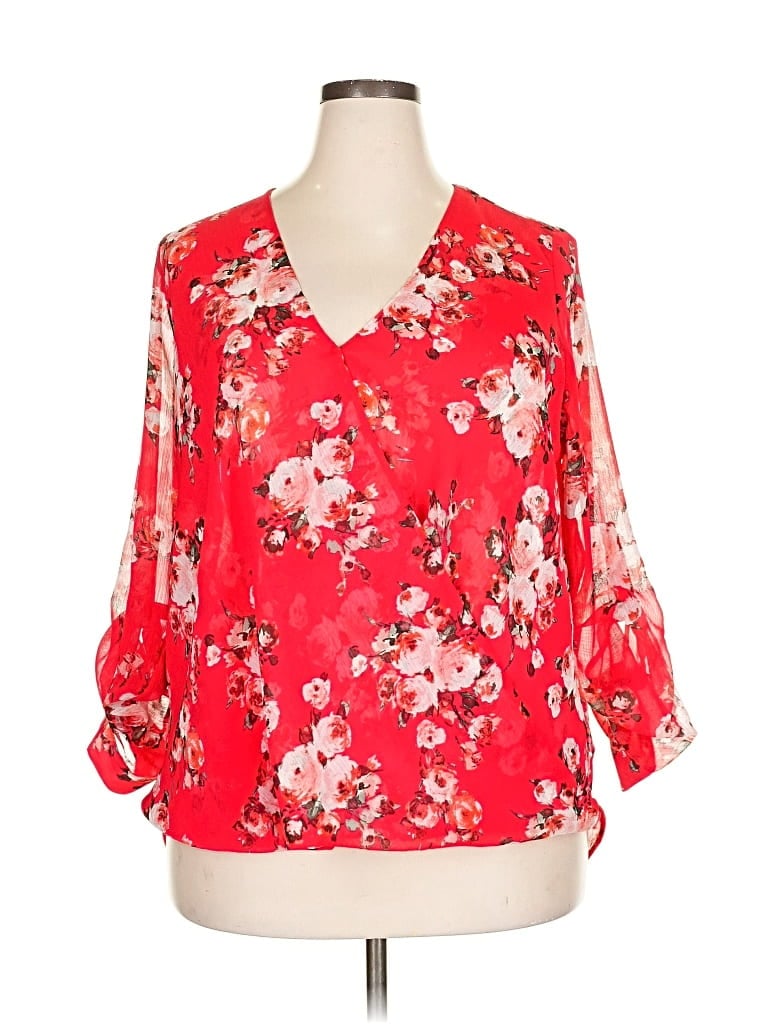 Pre-owned Kut From The Kloth 3/4 Sleeve Blouse In Red
