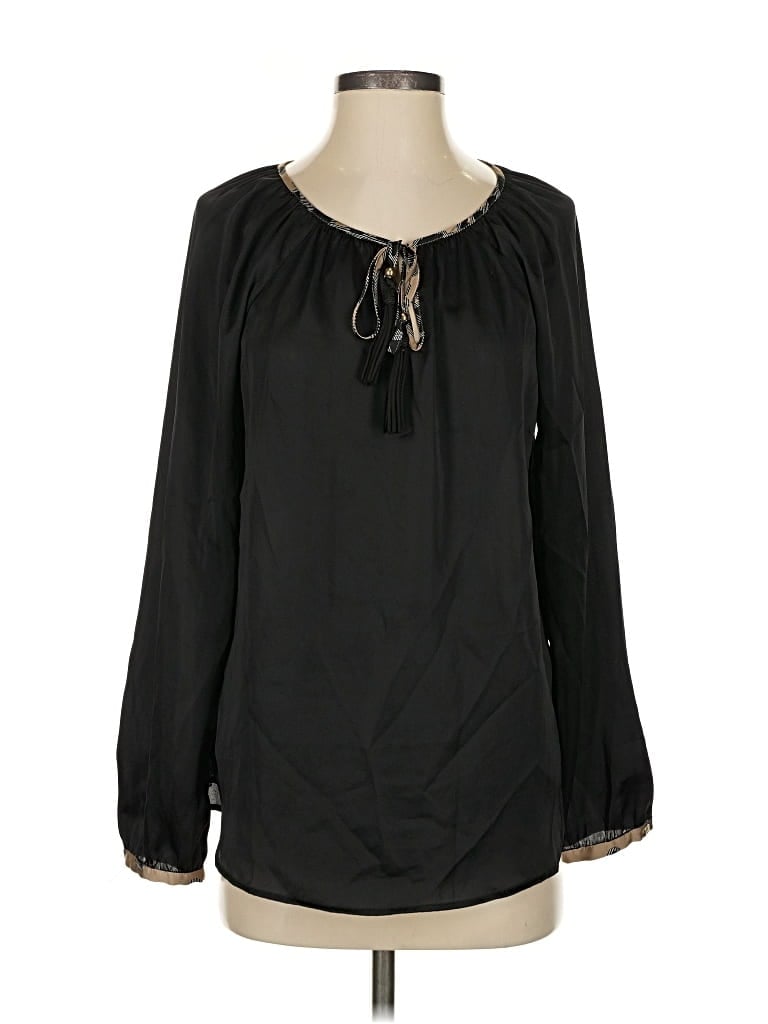Pre-owned Dana Buchman Long Sleeve Blouse In Black