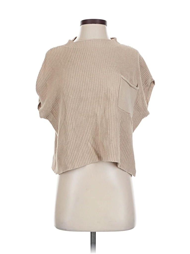 Pre-owned Anrabess Short Sleeve Top Tan One Shoulder Neckline Tops In Brown