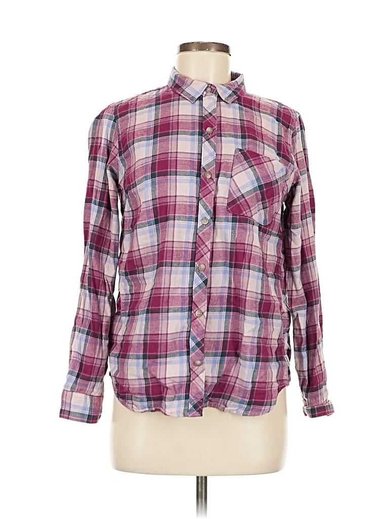 Pre-owned Eddie Bauer Long Sleeve Button Down Shirt In Purple