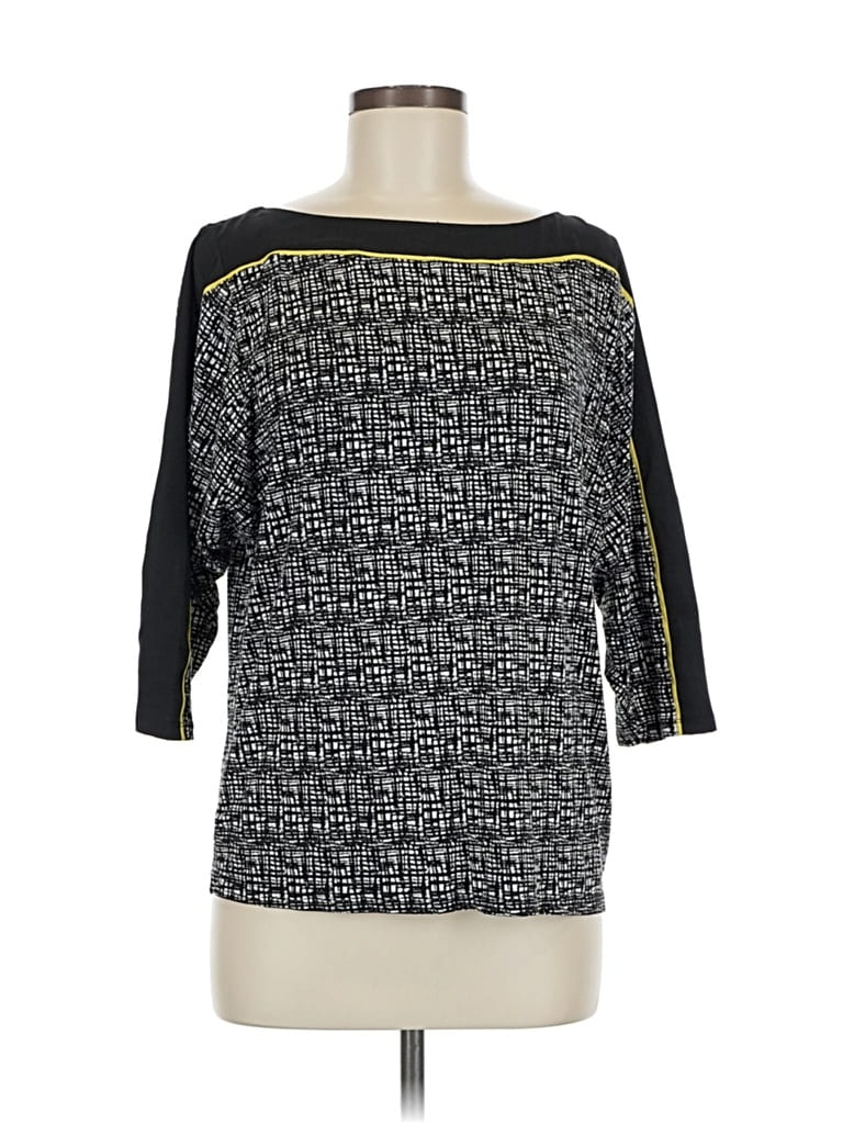 ANN TAYLOR Pre-owned 3/4 Sleeve Top Black Boatneck Tops