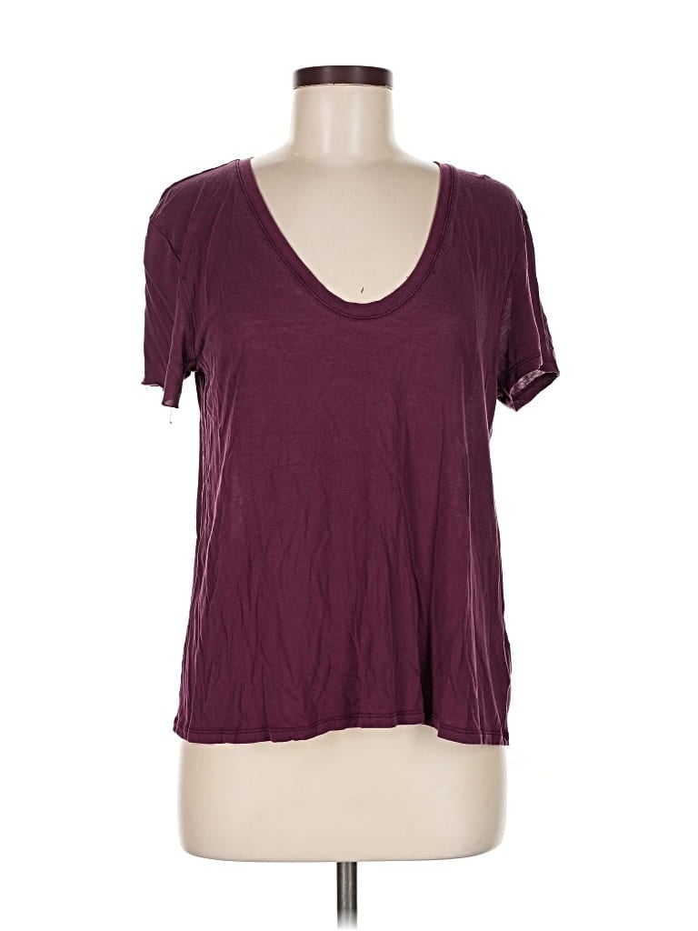 Pre-owned Express Short Sleeve T-shirt In Burgundy