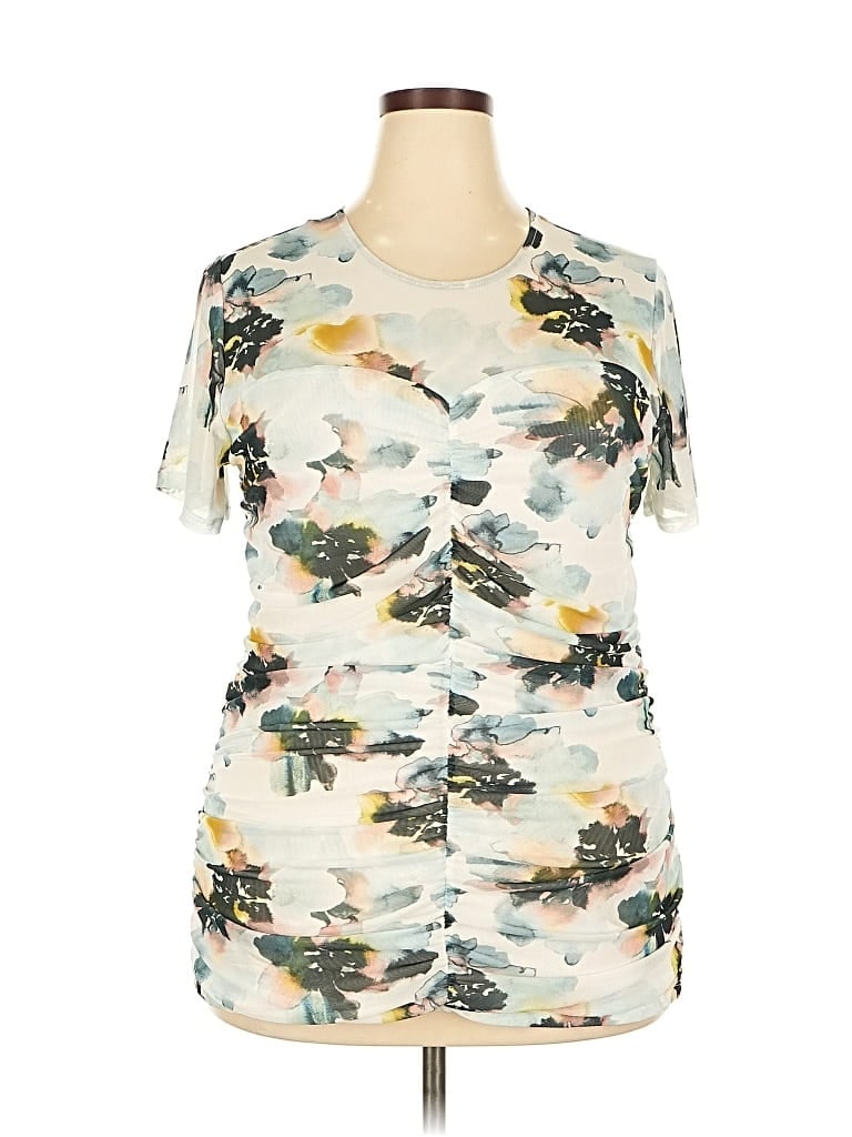 Pre-owned Torrid Short Sleeve Top Ivory Sweetheart Neckline Tops In White