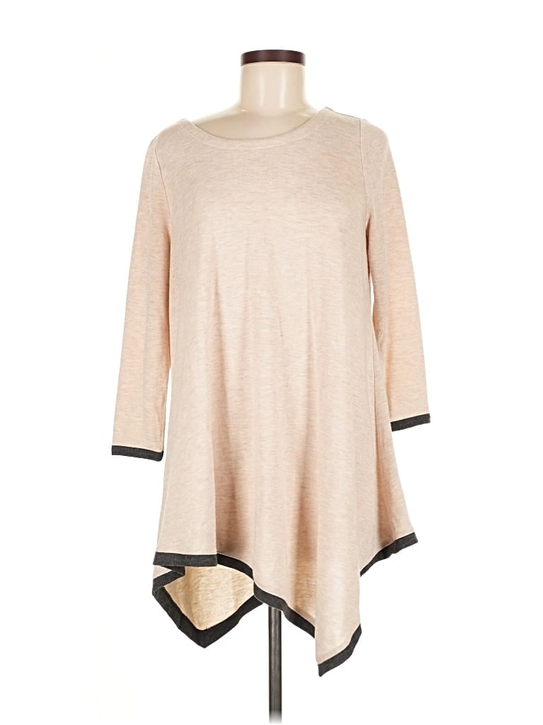 CHELSEA & THEODORE Pre-owned Long Sleeve Top Tan Boatneck Tops In Brown