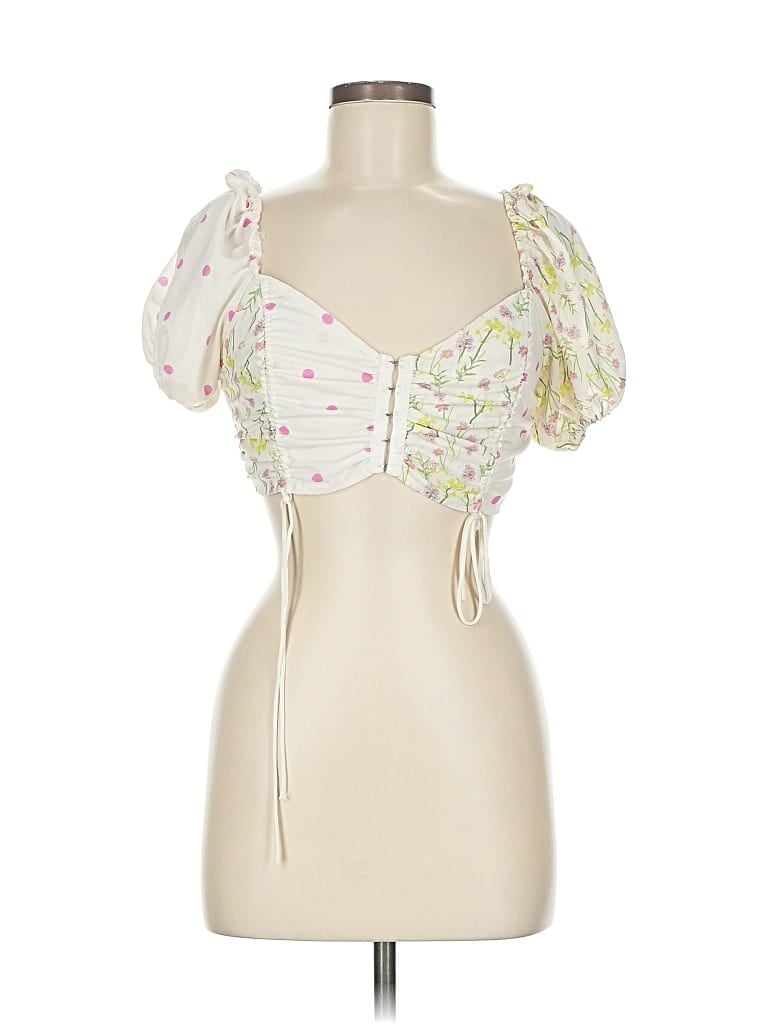 Pre-owned Assorted Brands Short Sleeve Blouse In White