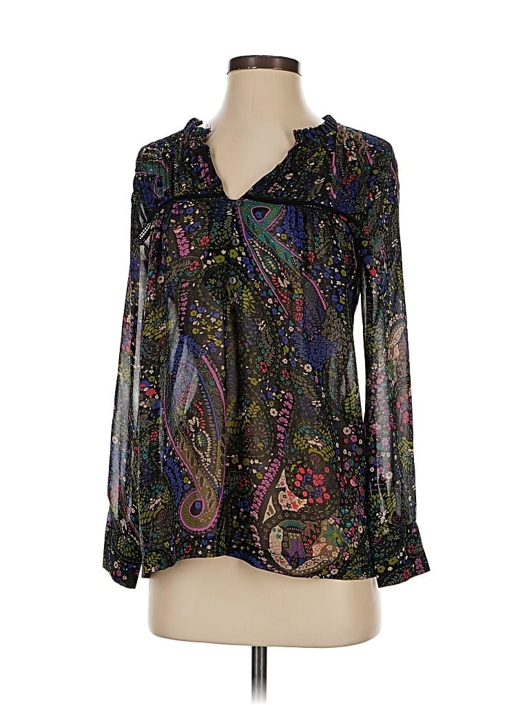 Pre-owned Dolan Long Sleeve Blouse In Black