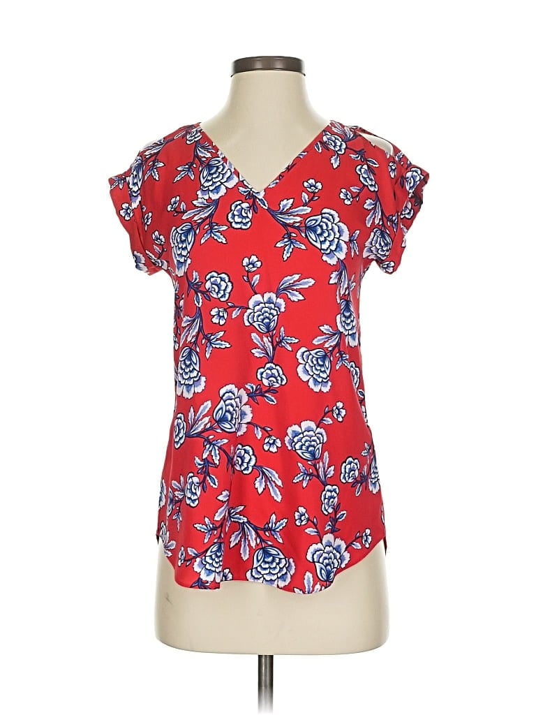 Pre-owned Express Short Sleeve Blouse In Red