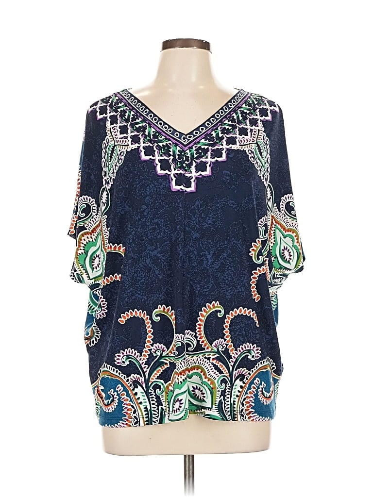 Pre-owned Investments 3/4 Sleeve Blouse In Blue