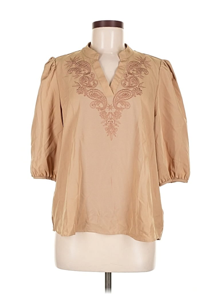 Pre-owned Shein 3/4 Sleeve Blouse In Brown