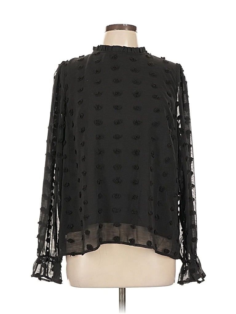 Pre-owned Andree By Unit Long Sleeve Blouse In Black