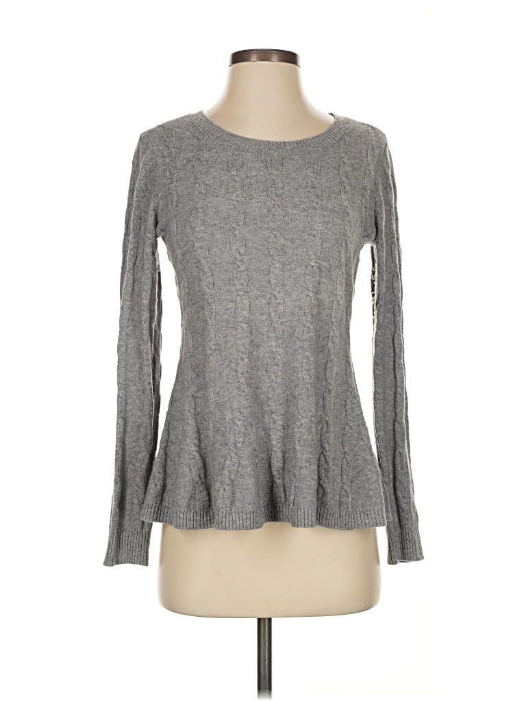 Pre-owned Garnet Hill Cashmere Pullover Sweater In Gray