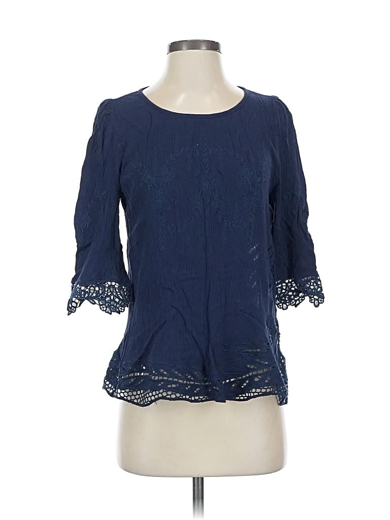 Pre-owned Brixon Ivy 3/4 Sleeve Blouse In Blue