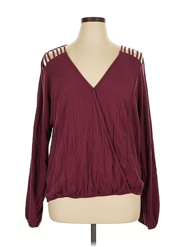 Daytrip Long Sleeve Blouse In Burgundy