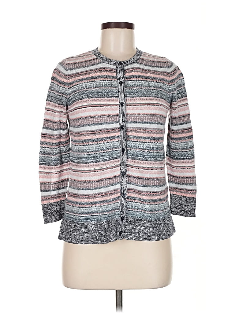 Pre-owned Ann Taylor Loft Outlet 3/4 Sleeve Top Gray Mock Neckline Tops