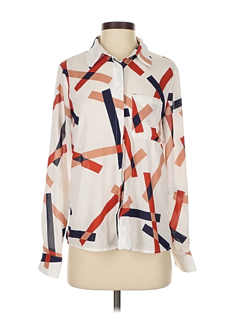 Pre-owned Lulus Long Sleeve Blouse In White