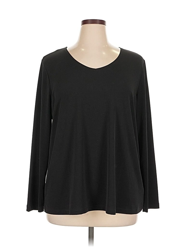 Pre-owned Susan Graver 3/4 Sleeve T-shirt In Black