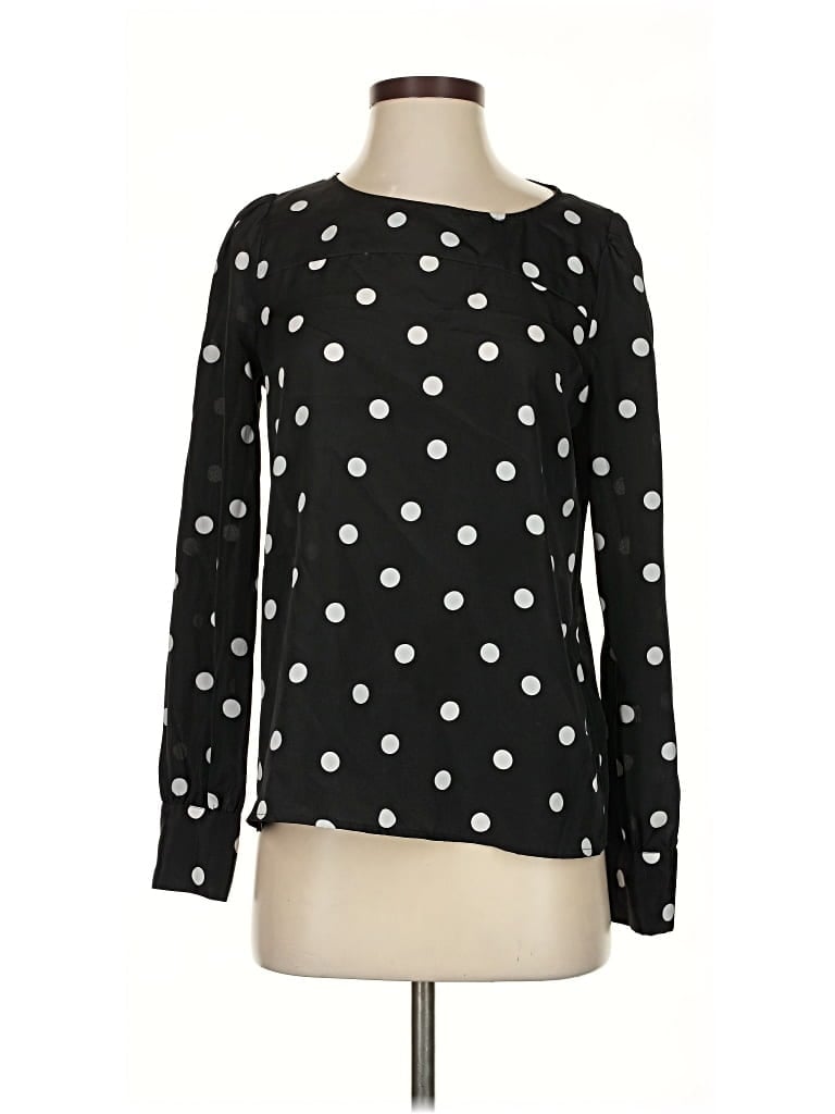 Pre-owned J.crew Factory Store Long Sleeve Blouse In Black