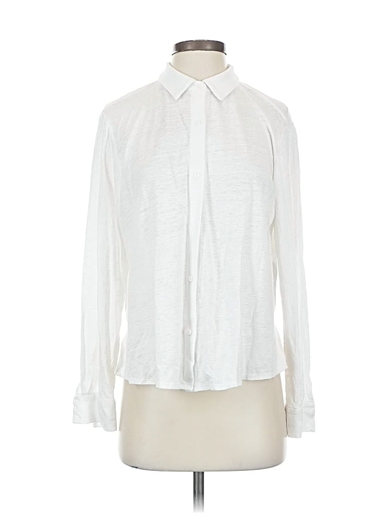 Pre-owned Eileen Fisher Long Sleeve Blouse In White