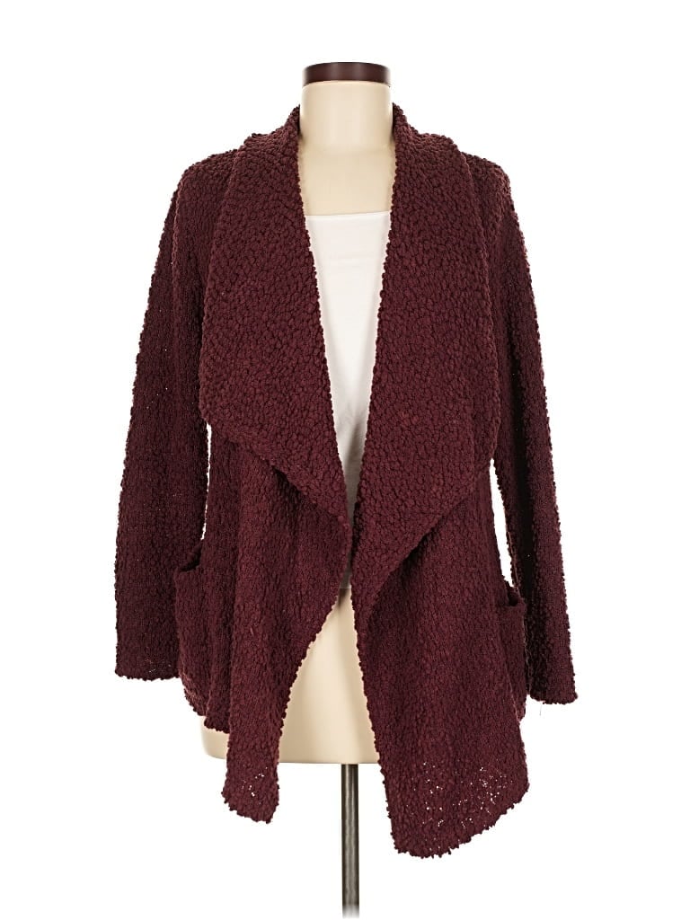 Pre-owned Bobeau Cardigan Sweater In Burgundy