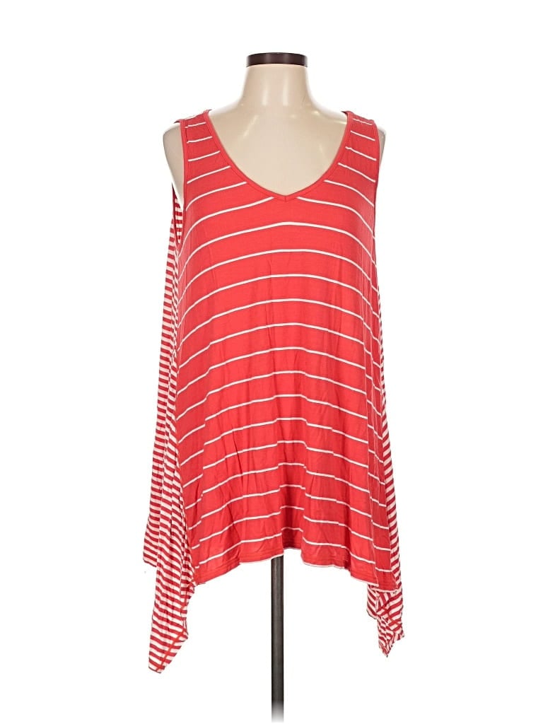 Pre-owned Max Studio Tank Top Red Plunge Neckline Tops