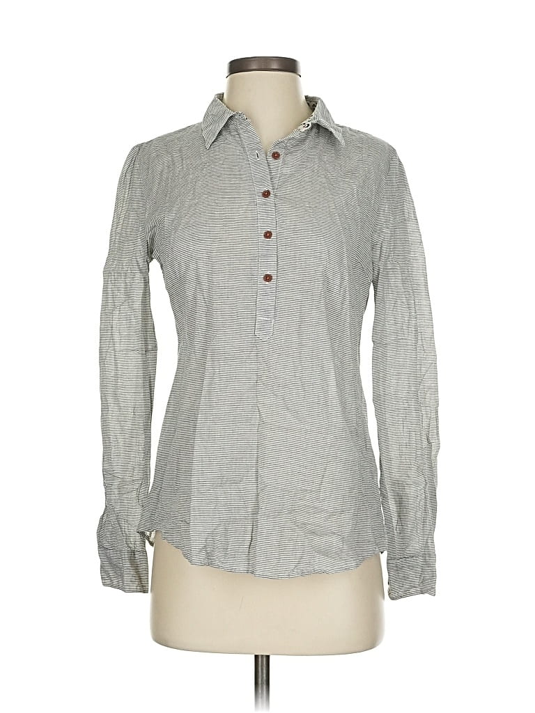 Pre-owned Birds Of Paradis By Trovata Long Sleeve Polo Shirt In Gray