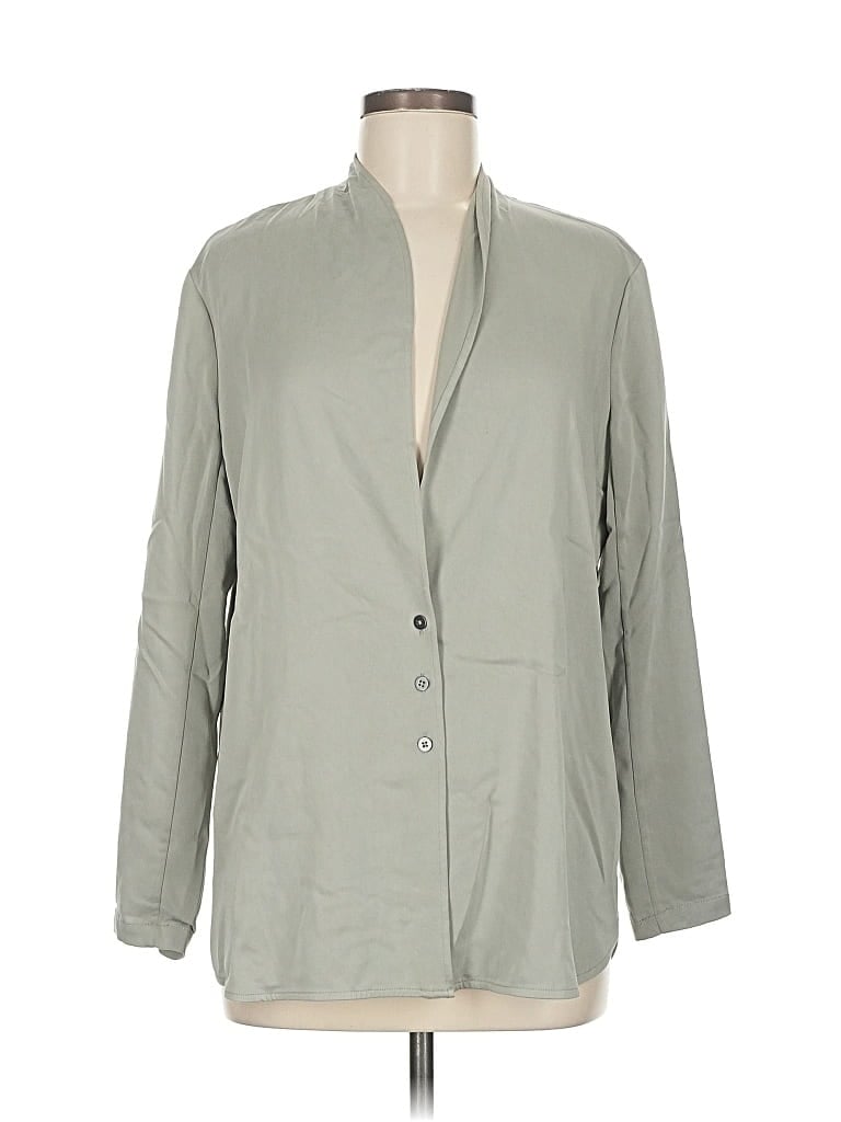 Pre-owned Nic + Zoe 3/4 Sleeve Button Down Shirt In Gray