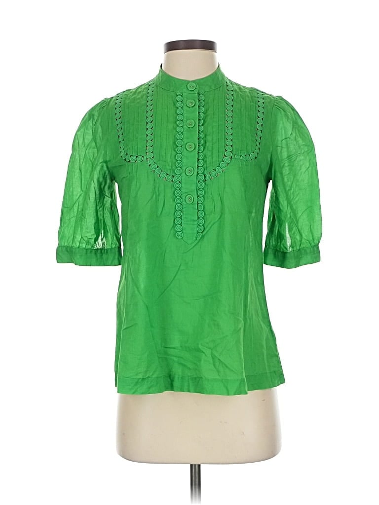 Pre-owned Banana Republic Short Sleeve Blouse In Green