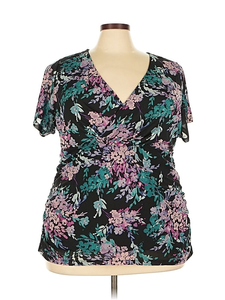 Pre-owned Torrid Short Sleeve Blouse In Black