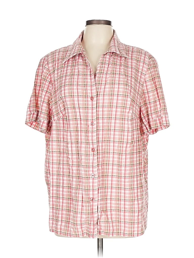 Pre-owned Allison Daley Short Sleeve Button Down Shirt In Pink