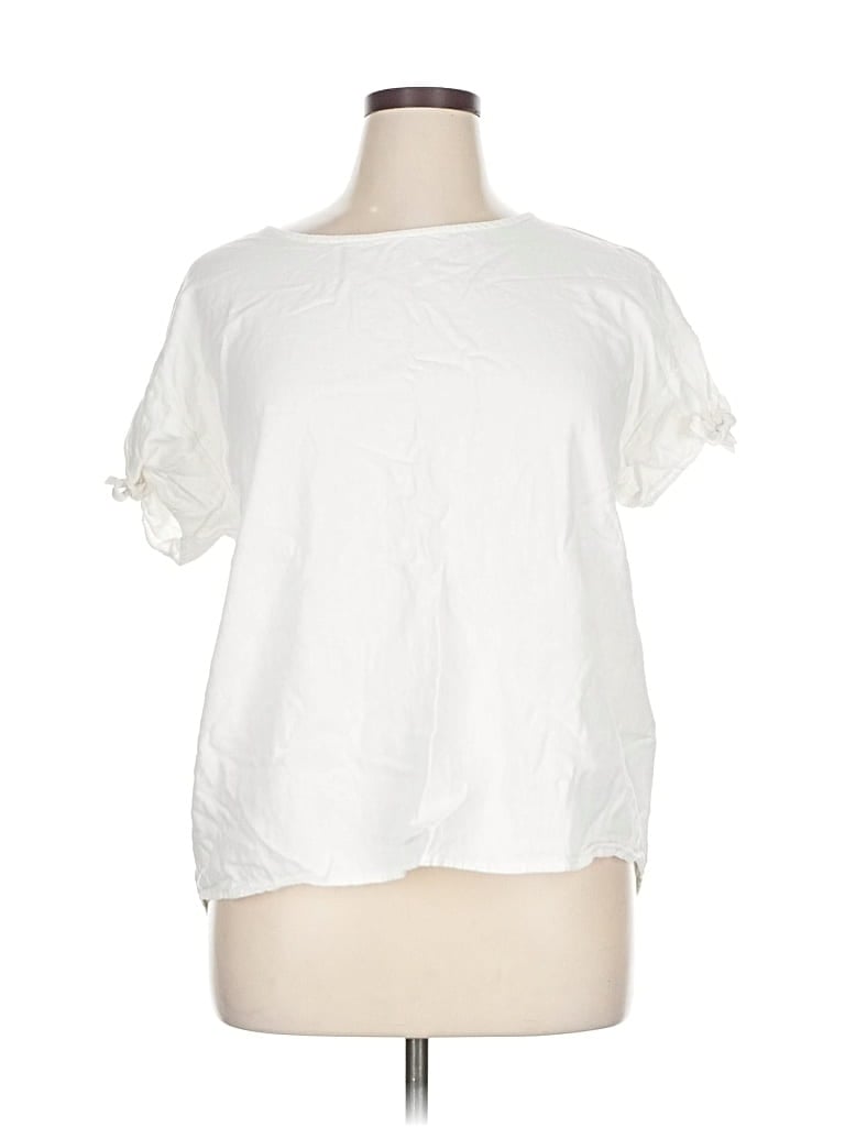 Pre-owned Ellen Tracy Short Sleeve Blouse In White