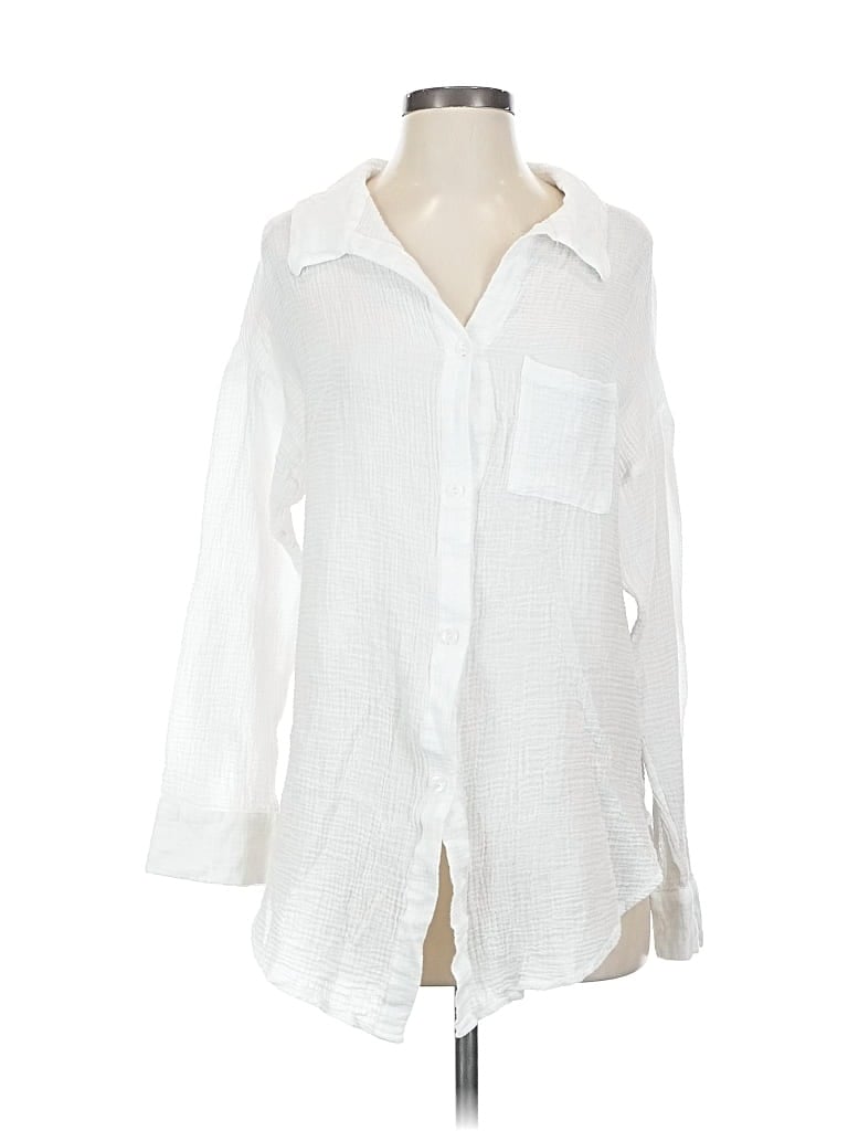 Pre-owned Shade & Shore 3/4 Sleeve Blouse In White