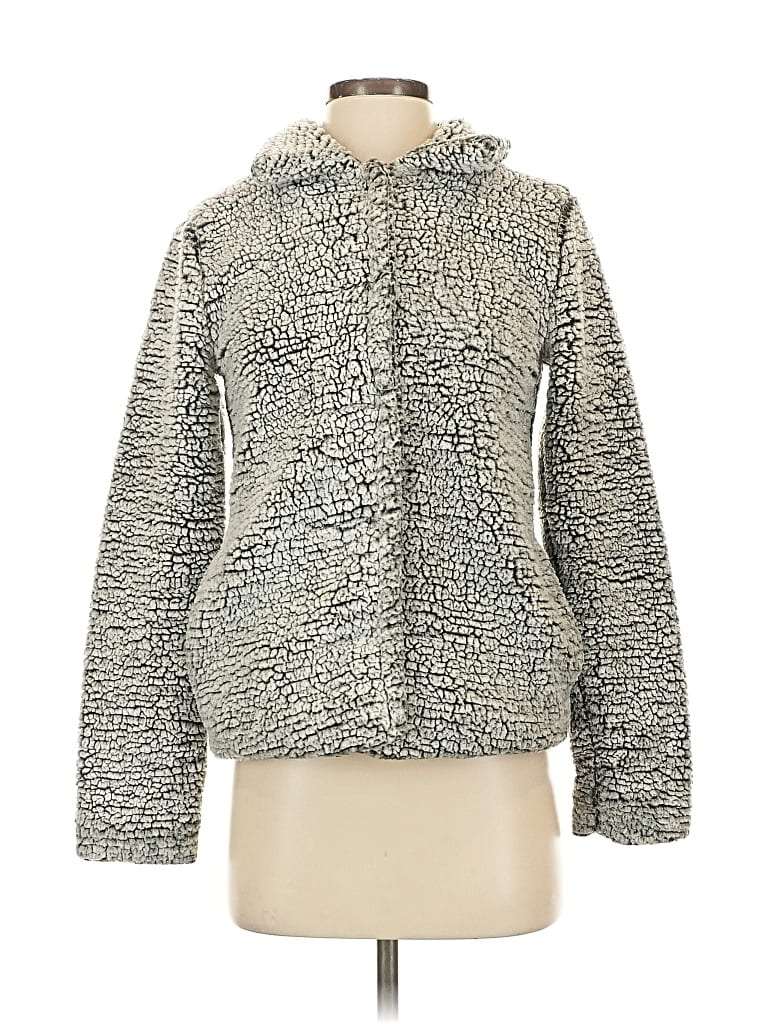 Pre-owned Sky And Sparrow Faux Fur Jacket In Silver