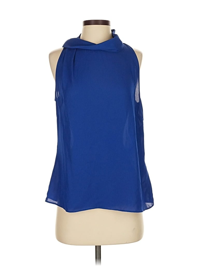 Pre-owned Laundry By Shelli Segal Tank Top Blue Halter Neckline Tops