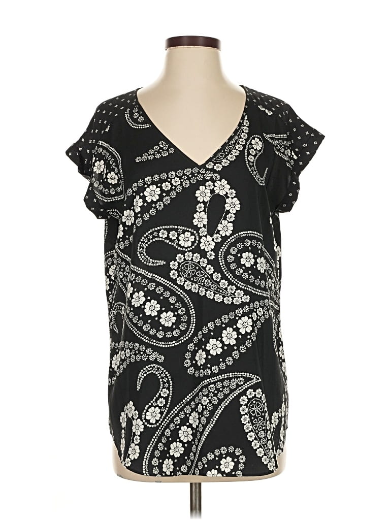 Pre-owned Express Short Sleeve Blouse In Black