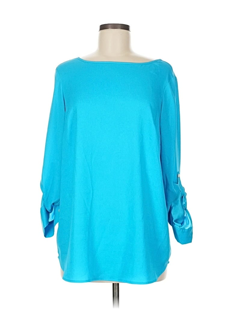 ANN TAYLOR Pre-owned 3/4 Sleeve Top Teal Boatneck Tops In Blue